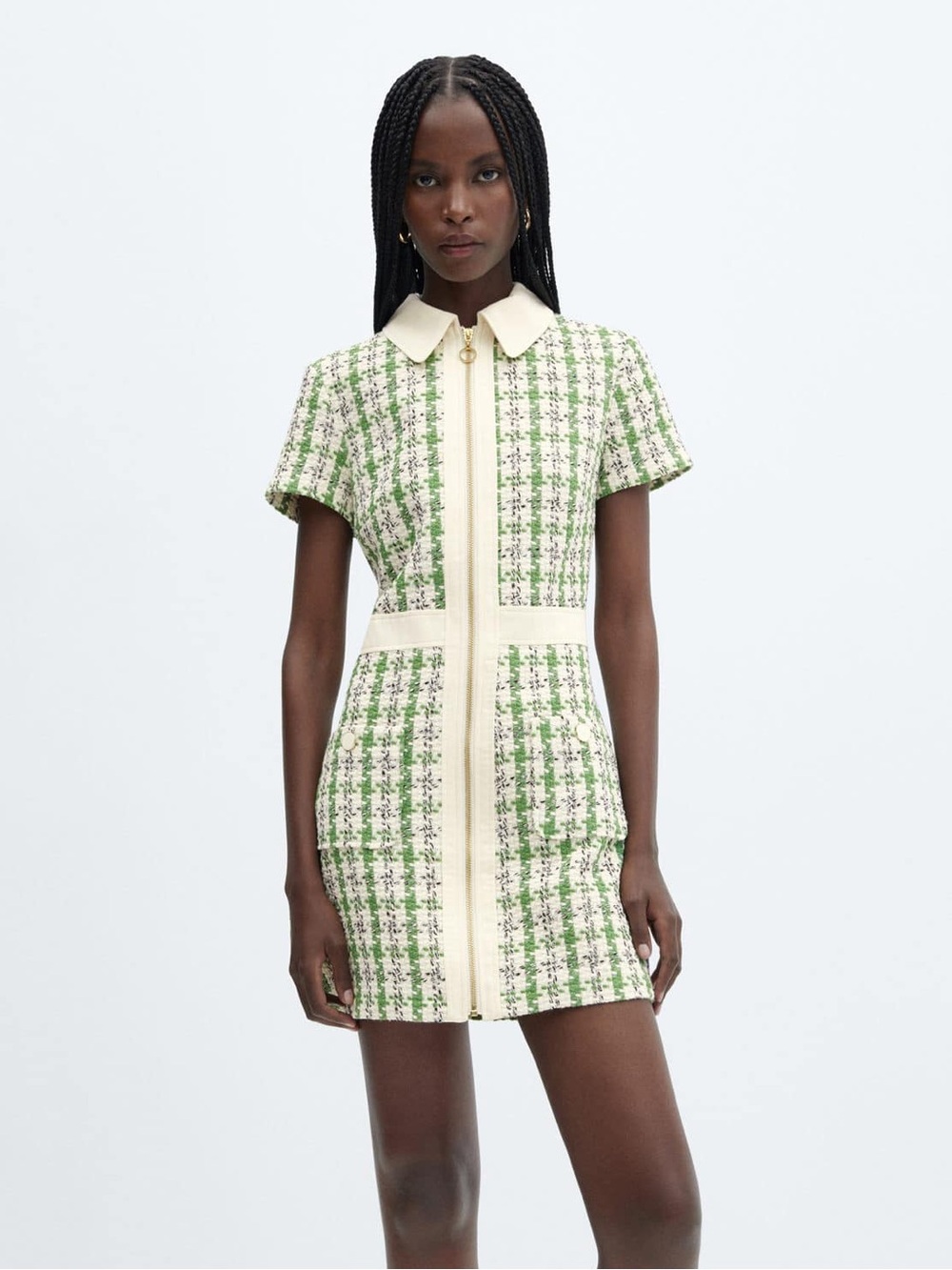 Mango Zipper Tweed Dress - Picture 2 of 4